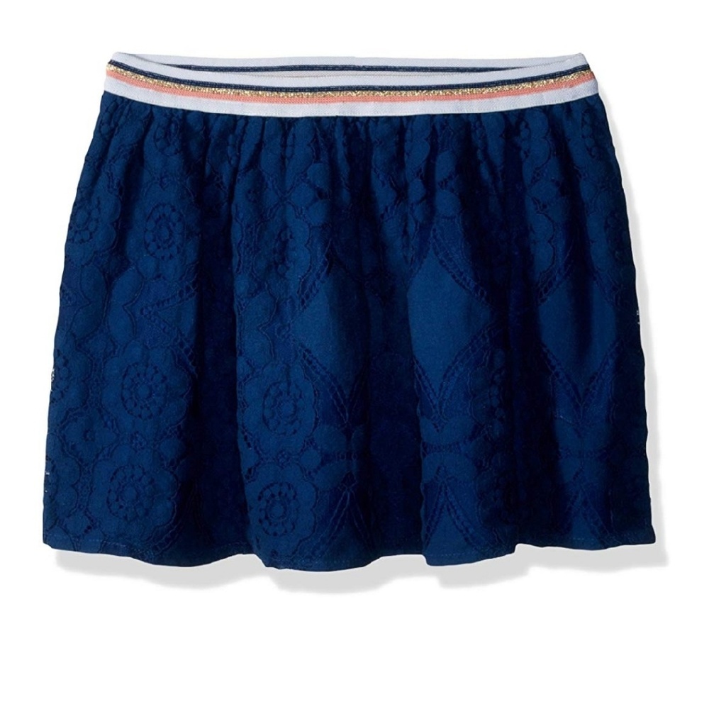 Blue lace woven and lined midi skirt